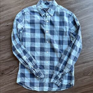 J. Crew Navy and Light Blue Plaid Men's Shirt